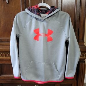 Girls Under Armour hoodie gray and salmon/pink size XL EUC